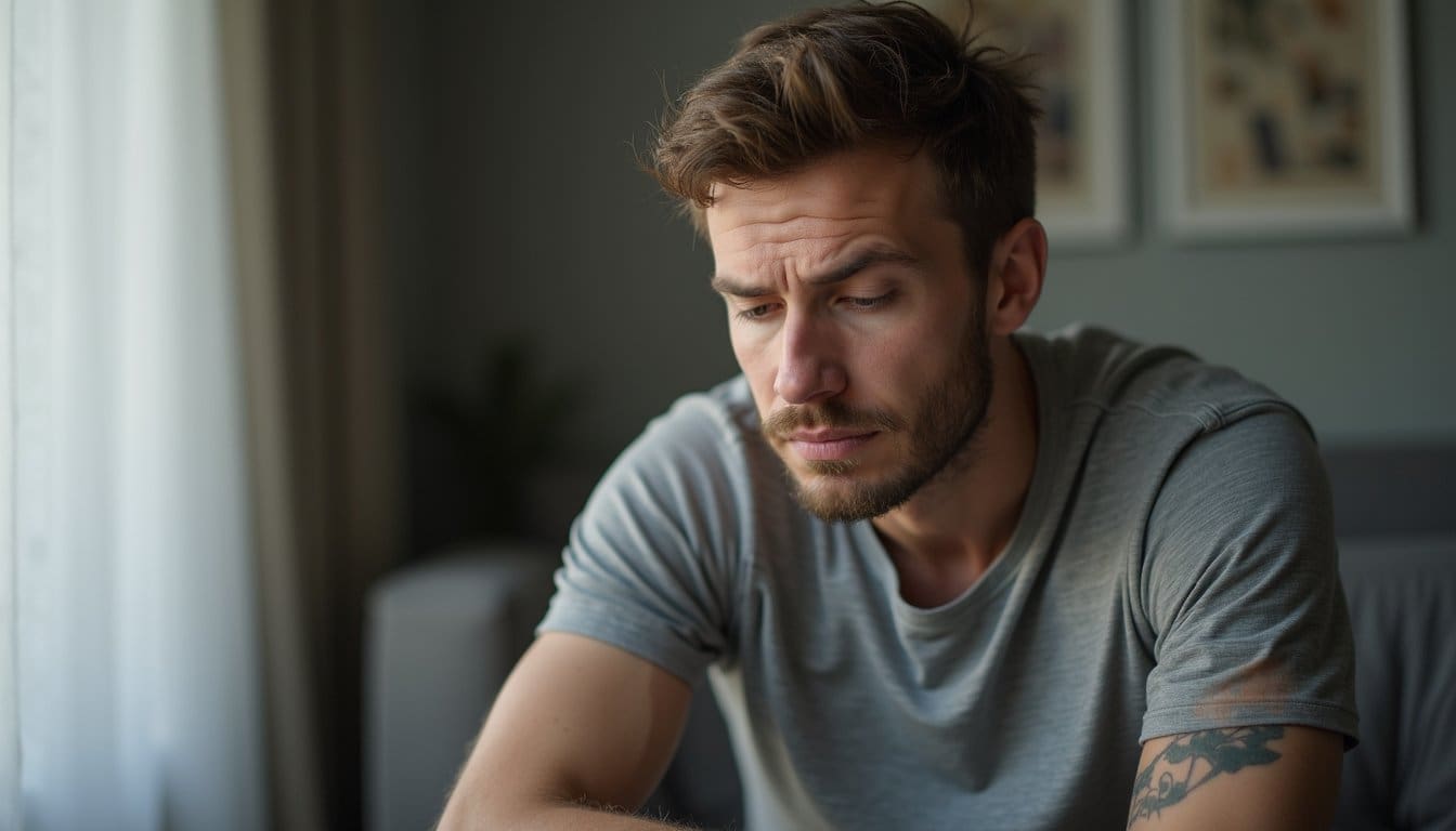 A man looking distress